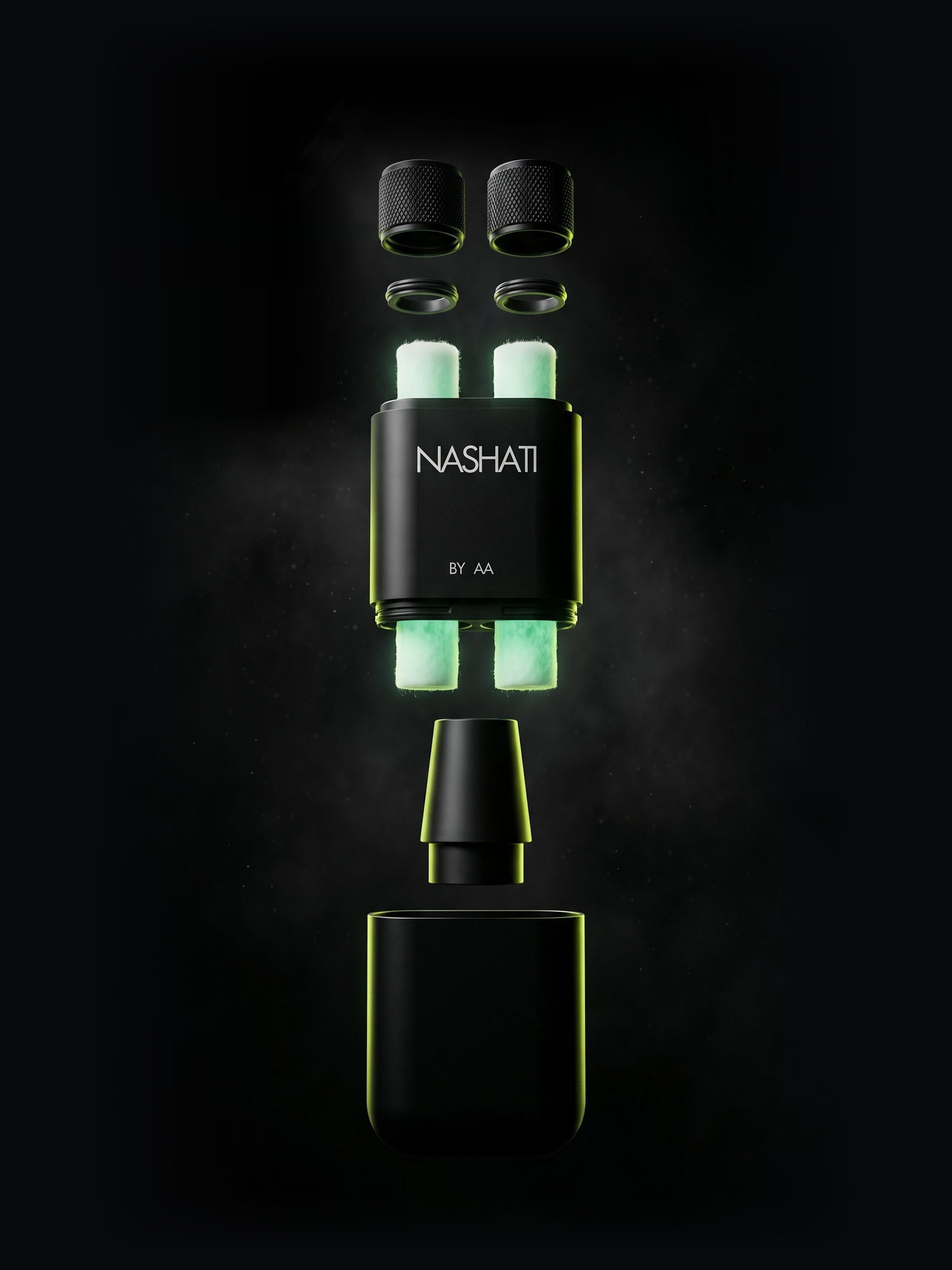 Exploded view of the Nashati inhaler
