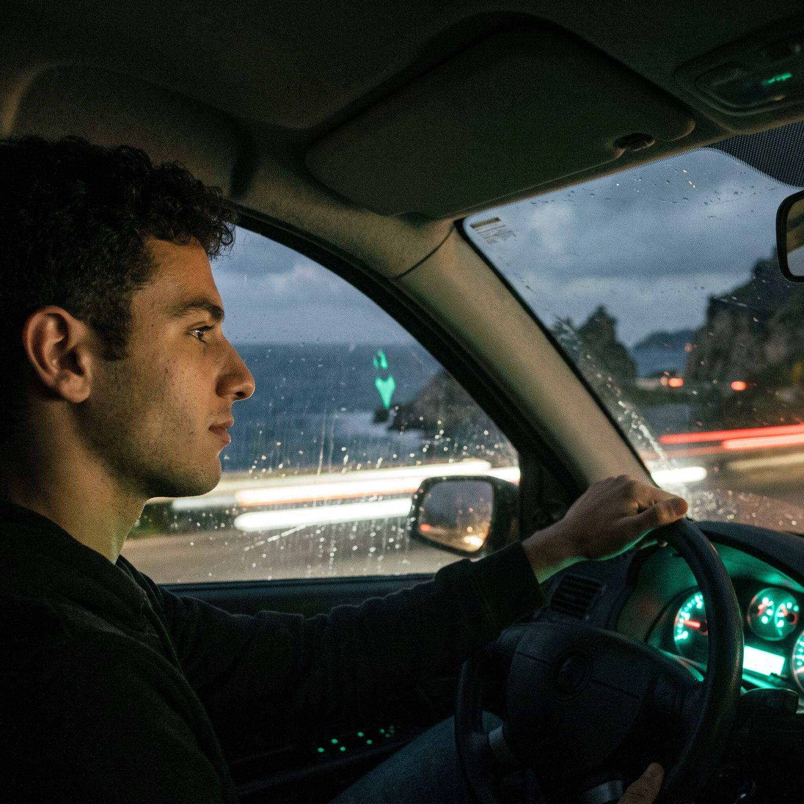 Driver on the coastal road