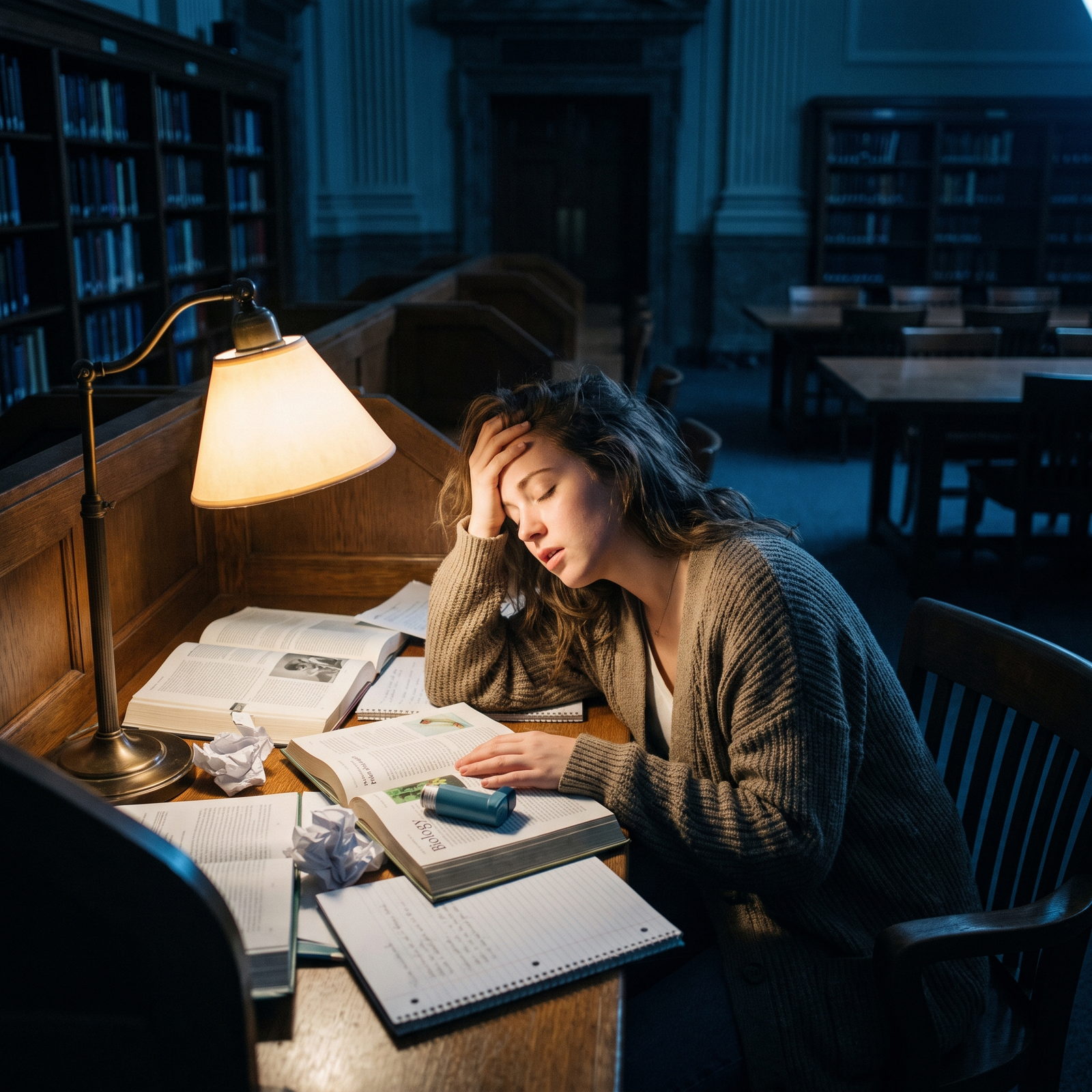 Student studying late