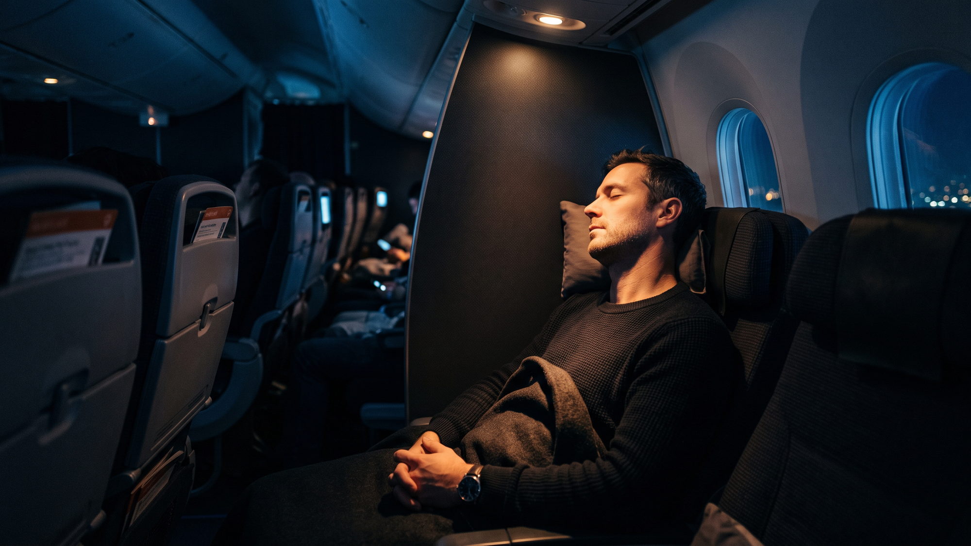 Traveller on a plane